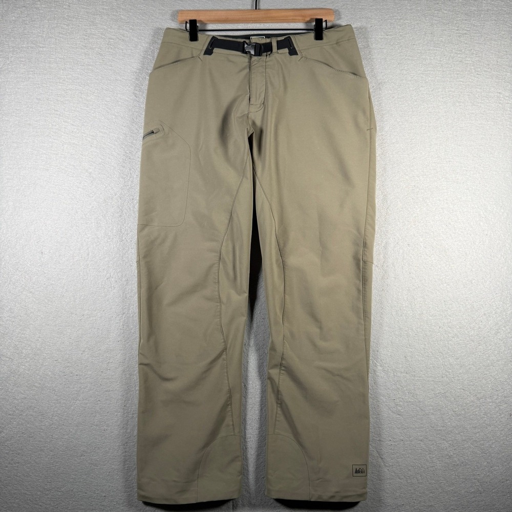 REI Co-op Mens Tan Hiking Pants Integrated Belt Stretch Technical 34x29 843377